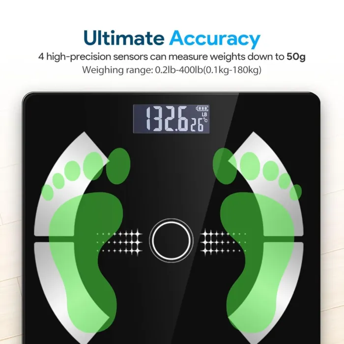 Digital Simple and Practical Body Fat Scale with Led Display, Bathroom Scale, Body Composition Analyzer with Smartphone Application and Bluetooth synchronous Scale - Image 5