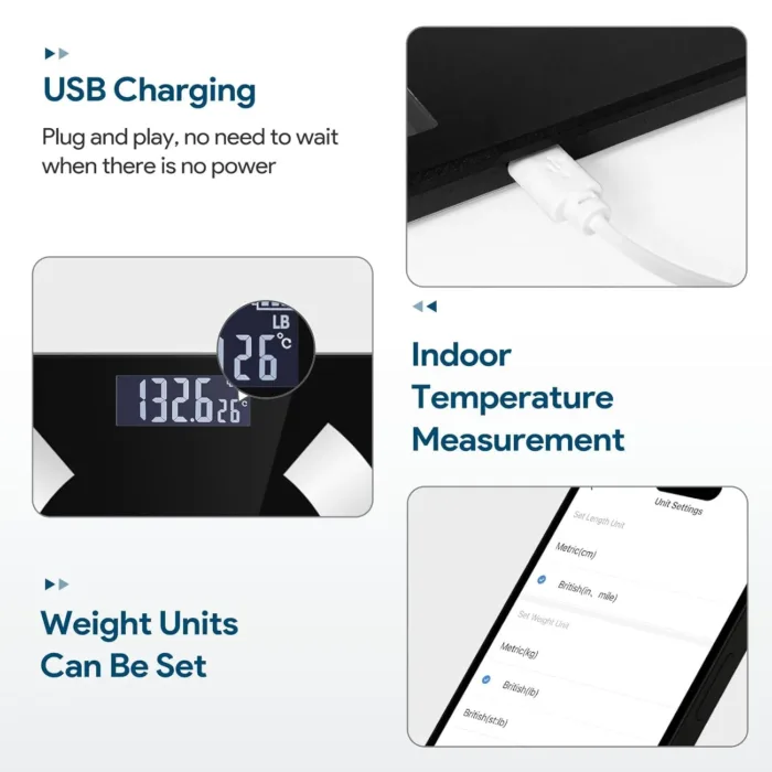 Digital Simple and Practical Body Fat Scale with Led Display, Bathroom Scale, Body Composition Analyzer with Smartphone Application and Bluetooth synchronous Scale - Image 8