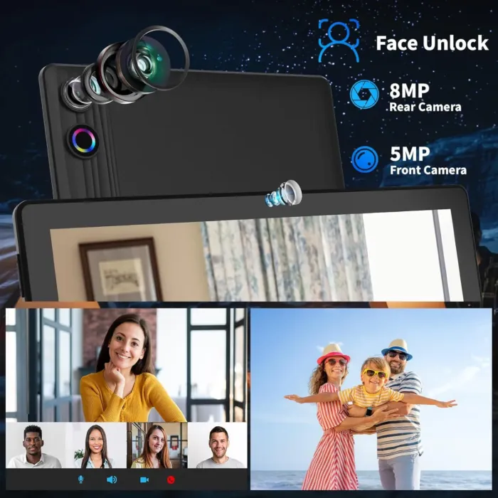 Android Tablet, 10.1 Inch Android 14 Tablet with 1280x800 IPS HD Touch Screen, Dual Camera, 64GB Storage 1TB Expansion, 8 in 1 Tablets Kit with Keyboard, Protective Case, Mouse, Stylus, BT 5.0, WiFi 6 - Image 6