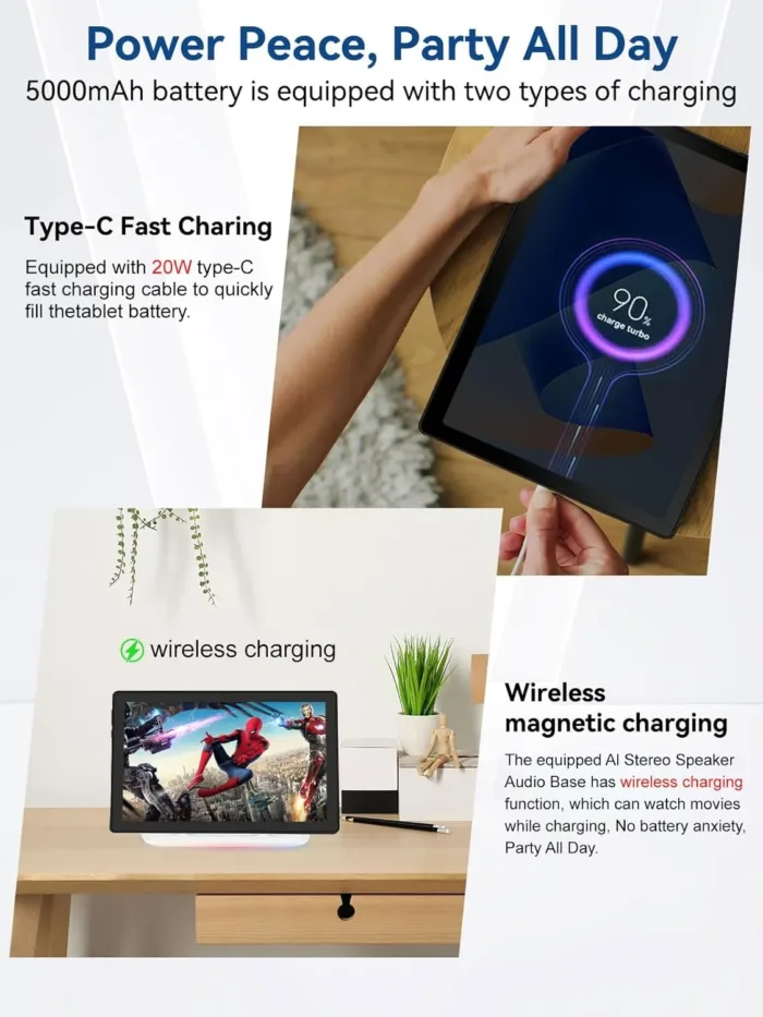 Tablet, Android 14 Tablet, 10.1 inch Tablets with Rechargeable Stereo Speaker Audio Dock, HD IPS Touch Screen, Otca-Core, 14GB RAM 64GB ROM 1TB Expansion, Wi-Fi 6, BT 5.3, Dual Camera, Google Tab 2025