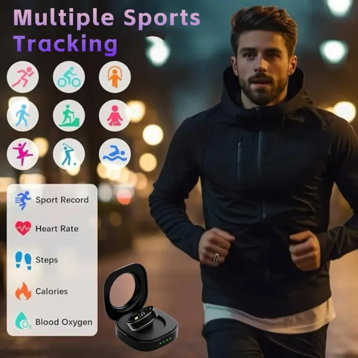 Activity Tracker Ring for Men – Smart Ring with Heart Rate, SpO2, Blood Pressure, Sleep Monitoring, Step & Calorie Counter, 5ATM Waterproof, No Subscription Fee (Black, 7) - Image 10