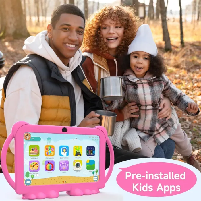Kids Tablet 7 inch Android 12.0 for Toddler, 4GB RAM 32GB ROM Bluetooth IPS Screen Parental Control Dual Camera Shockproof Case for Educational Games, (1PCS, Rose Red) - Image 7