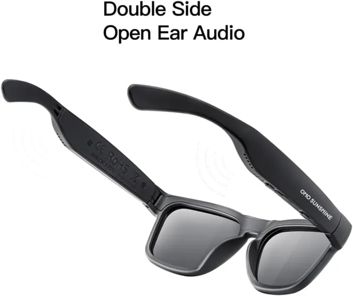 OhO Smart Glasses,Polarized Sunglasses with Bluetooth Speaker,Athletic/Outdoor UV Protection and Voice Control,Unisex (Grey Lens)