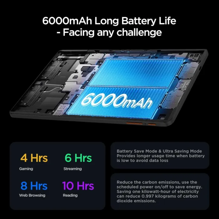 Android Tablet, 10.1 inch Android 14 Tablet, Octa-core CPU, 2 Years Protection, RAM 12GB, ROM 64GB (Up to 2 TB), 800x1280 Resolution, WiFi 6 & Bluetooth 5.4, Dual Speakers, 5MP+8MP, 6000mAh, Black - Image 6