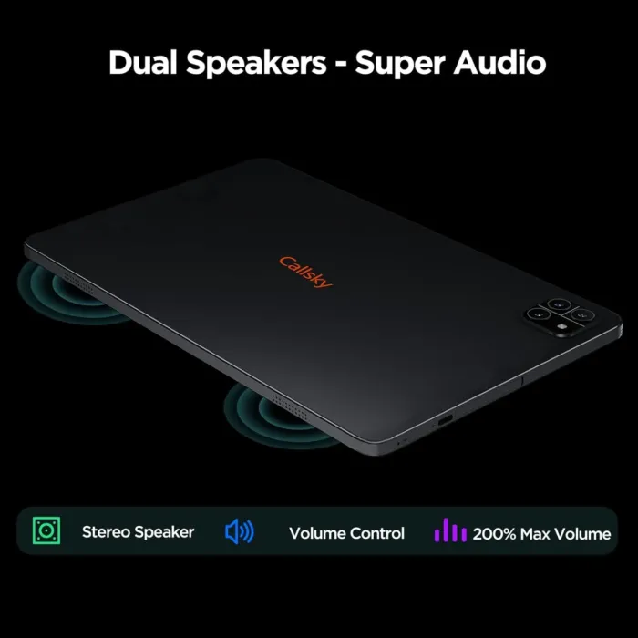 Android Tablet, 10.1 inch Android 14 Tablet, Octa-core CPU, 2 Years Protection, RAM 12GB, ROM 64GB (Up to 2 TB), 800x1280 Resolution, WiFi 6 & Bluetooth 5.4, Dual Speakers, 5MP+8MP, 6000mAh, Black - Image 7