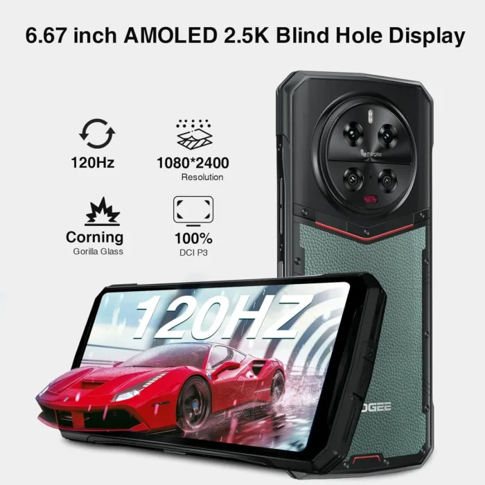 DOOGEE DK10 Rugged Smartphone 5G,32GB+512GB,120W Fast Charging,6.67”120Hz 2.5K AMOLED Display Rugged Phone,50MP+64MP+50MP,Octa Core Waterproof Phone,Fingerprint,NFC/OTG