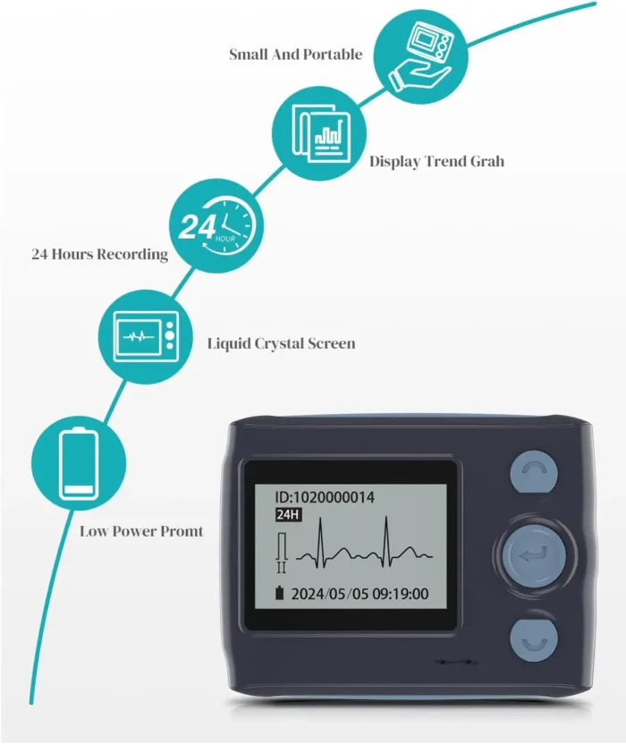 Portable 12-Lead Heart Monitor with AI Analysis for Home Use, 24 Hours Recording, Stand-Alone Machine with LCD Screen, Software Compatible with Mac & Windows, TH12 - Image 4