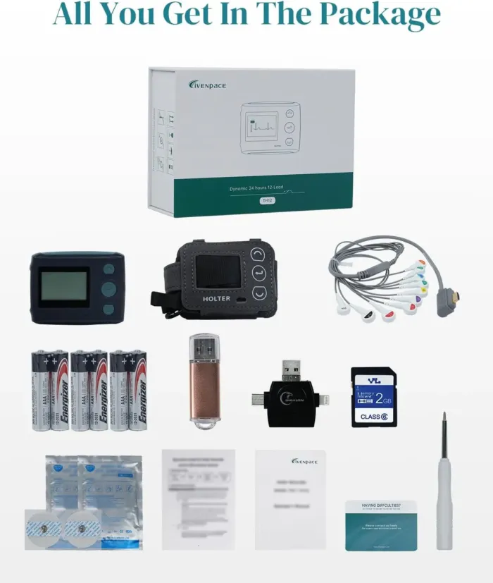 Portable 12-Lead Heart Monitor with AI Analysis for Home Use, 24 Hours Recording, Stand-Alone Machine with LCD Screen, Software Compatible with Mac & Windows, TH12 - Image 8