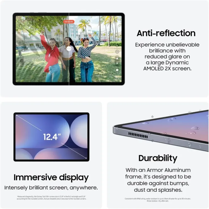 SAMSUNG Galaxy Tab S10+ Plus 12.4” 256GB, Android Tablet, Circle to Search, Sketch to Image, Durability, Long Battery Life, AMOLED 2X Screen, S Pen Included, US Version, 2024, Moonstone Gray