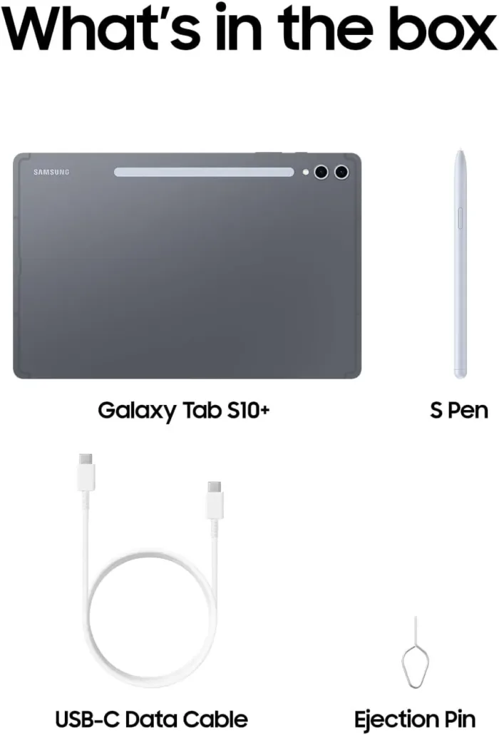 SAMSUNG Galaxy Tab S10+ Plus 12.4” 256GB, Android Tablet, Circle to Search, Sketch to Image, Durability, Long Battery Life, AMOLED 2X Screen, S Pen Included, US Version, 2024, Moonstone Gray