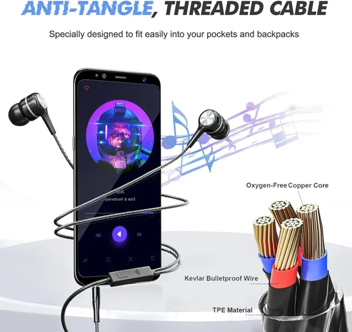 Wired Earbuds with Microphone 5 Pack, in-Ear Headphones with Heavy Bass, High Sound Quality Earphones Compatible with iPad, Laptop, MP3, Android Smartphones, Fits All 3.5mm Jack Device - Image 8
