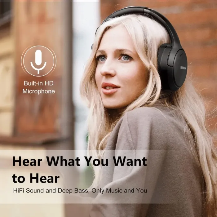 RUNOLIM Hybrid Active Noise Cancelling Over Ear Bluetooth Headphones with Microphone, 70H Playtime, Foldable Headphones with HiFi Audio, Deep Bass for Home, Travel, Office - Image 8