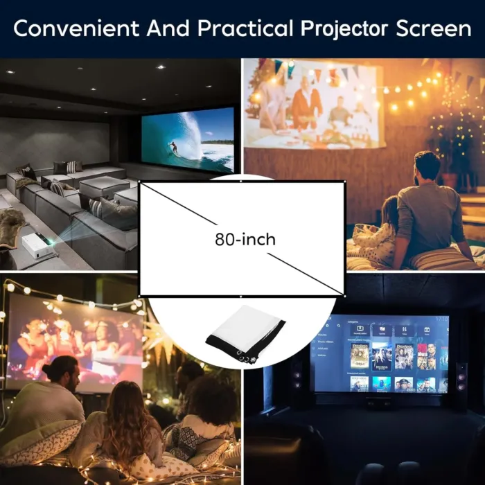 TMY Mini Projector, Upgraded Bluetooth Projector with Screen, 1080P Full HD Portable Projector, Movie Projector Compatible with TV Stick Smartphone/HDMI/USB, indoor & outdoor use - Image 3