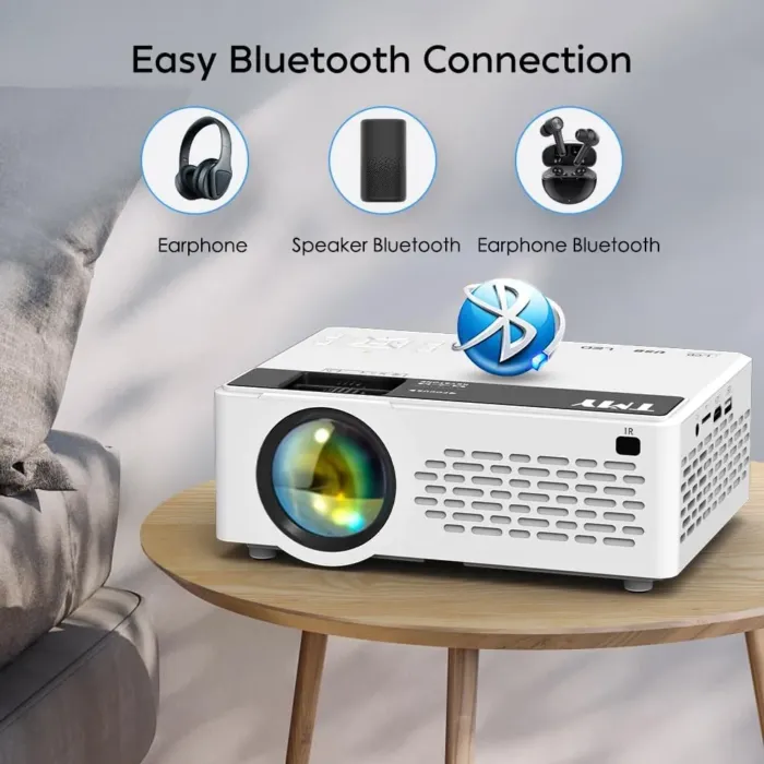 TMY Mini Projector, Upgraded Bluetooth Projector with Screen, 1080P Full HD Portable Projector, Movie Projector Compatible with TV Stick Smartphone/HDMI/USB, indoor & outdoor use - Image 4