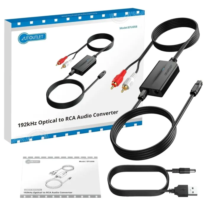 AUTOUTLET 192kHz DAC Digital to Analog Audio Converter 7ft/2.1m Digital Audio Optical to RCA Male Cable for HDTV, DVD, Blu-Ray Players and Game Consoles - Image 9