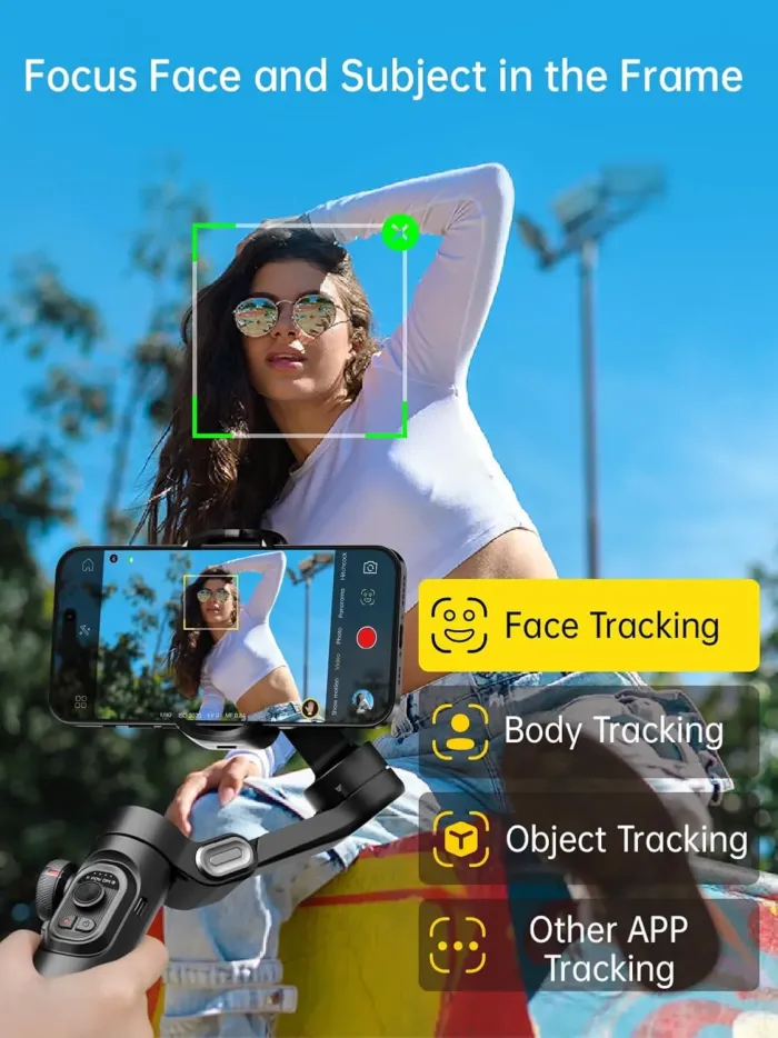 Phone Gimbal Stabilizer 3-Axis Smartphone Foldable Handheld Gimbal for iPhone with Focus Wheel TikTok YouTube Vlog Stabilizer for iPhone16 15 14 13 12 Pro Max Android-Smart XE - Image 3