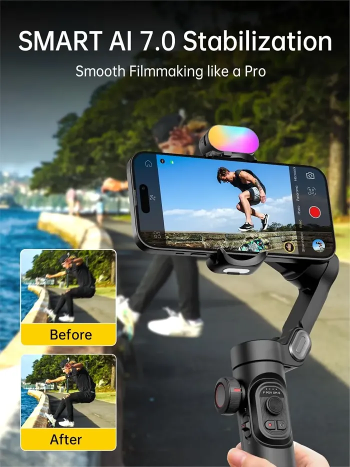 Phone Gimbal Stabilizer 3-Axis Smartphone Foldable Handheld Gimbal for iPhone with Focus Wheel TikTok YouTube Vlog Stabilizer for iPhone16 15 14 13 12 Pro Max Android-Smart XE - Image 4