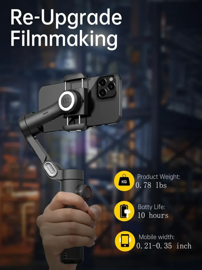 Phone Gimbal Stabilizer 3-Axis Smartphone Foldable Handheld Gimbal for iPhone with Focus Wheel TikTok YouTube Vlog Stabilizer for iPhone16 15 14 13 12 Pro Max Android-Smart XE - Image 8
