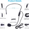2Pcs Microphone Headset Mic, Flexible Wired Boom for Voice Amplifier, 3.5mm Connector Jack Headset Microphone for Singing, Speaking, Teachers, Coaches, Presentations, Seniors and More
