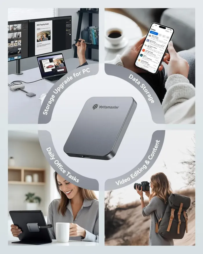 Yottamaster 1TB Magnetic External SSD, Up to 2000MB/s USB 3.2 Gen 2x2 Portable Solid State Drive, Supports 4K ProRes HDR Compatible with iPhone 16/15 Pro Max, Smartphone, Tablet, Laptop - Image 9