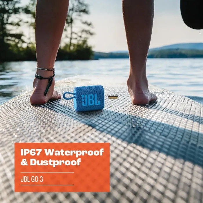 JBL Go 3 Eco - Portable Mini Bluetooth Speaker, big audio and punchy bass, IP67 waterproof and dustproof, 5 hours of playtime, Made in part with recycled materials (Eco Blue) - Image 5