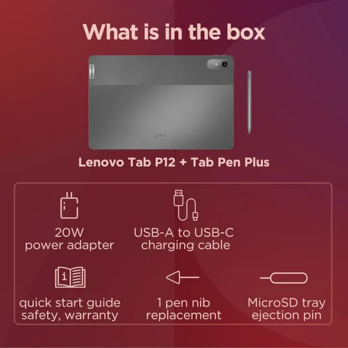 Lenovo Tab P12 - Expansive Touchscreen Tablet - 12.7" 3K Display - 13MP Camera - 8GB Memory - 128GB UFS Storage - Android 13 - Dolby Atmos - Quad JBL Speakers - Pen Included - Image 11