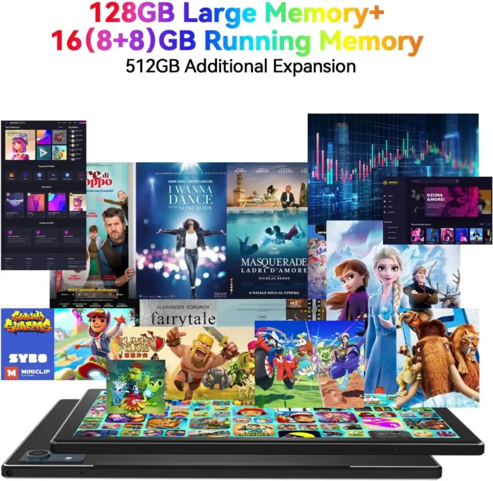 Latest 2025 Android 13 Tablet, 128GB+16(8+8 Expand)GB/512GB Expandable, Octa-Core Tablet with 5G WiFi, 8000mAh Battery, 10.1 inch Tableta with 21MP Camera, Tableta with Keyboard, Bluetooth,Mouse, Case - Image 3