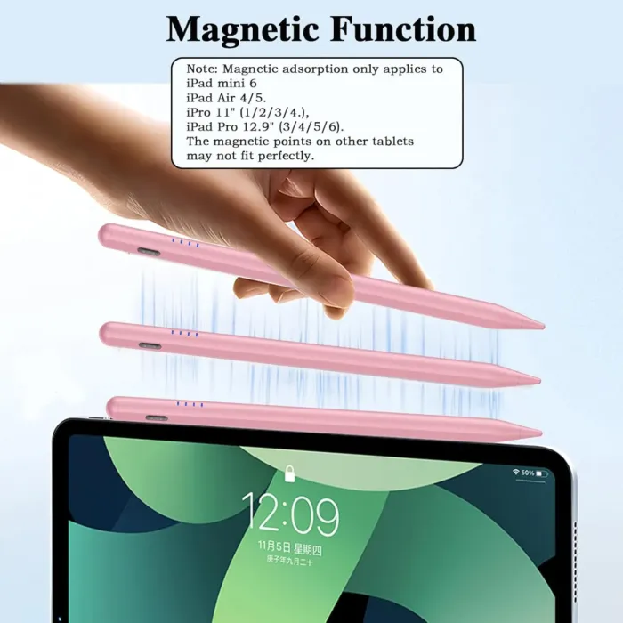 Stylus Pen for Android and iOS Touch Screen Pen,Tablet Pencil with 4 Pom Tip,Magnetic Phone Stylus Compatible with Samsung/Huawei/Lenovo/Mi/Vivo and Other Android Smartphone and Tablet Devices - Pink - Image 5