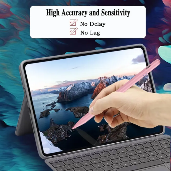Stylus Pen for Android and iOS Touch Screen Pen,Tablet Pencil with 4 Pom Tip,Magnetic Phone Stylus Compatible with Samsung/Huawei/Lenovo/Mi/Vivo and Other Android Smartphone and Tablet Devices - Pink - Image 7