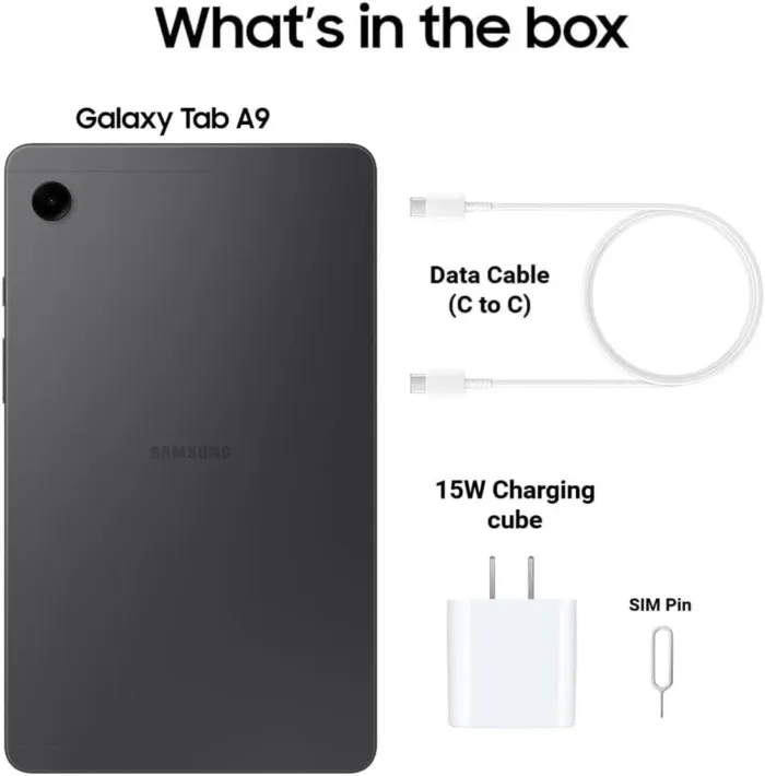SAMSUNG Galaxy Tab A9 4G LTE (64GB, 4GB, Cellular) 8.7" Android Tablet, Octa-core (6nm), Dual Speakers (International Model Fully Unlocked for US & Global) X115 (w/ 15W Fast Charger, Graphite) - Image 9