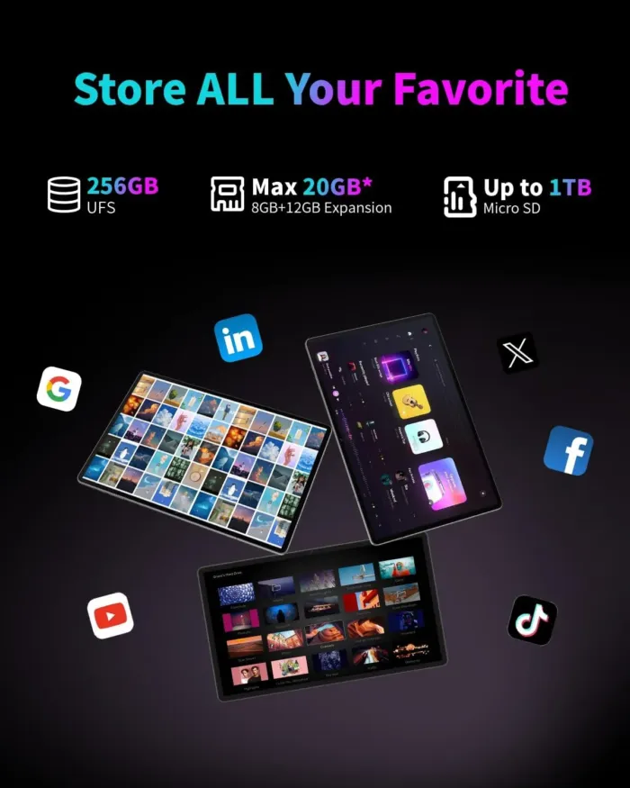 TECLAST T65Max Tablet, 13" Android Tablet with 256GB ROM, Helio G99 Octa-core for Gaming, Android 14 tableta, 10000mAh/18W Fast Charge, 13 inch Large Tablets with Widevine L1, 2.4G/5G WiFi, 8+13MP - Image 6