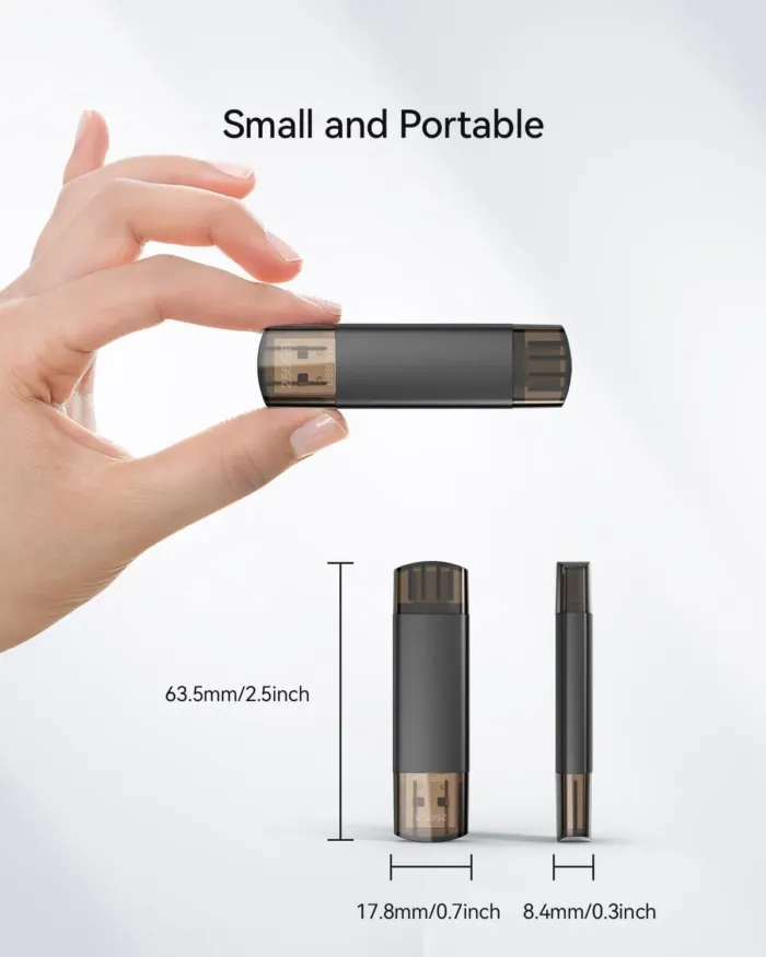 256GB USB C Flash Drive Dual USB 3.0 Flash Drive Type C + USB A Portable Type-C Flash Drive 2-in-1 USB-C Thumb Drive for Smartphone Tablet Computer Mac iPhone 15 Black - Image 6