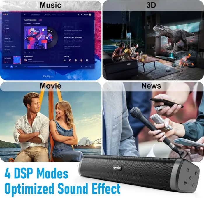 Portable Bluetooth Speaker, Home Portable Wireless Sound Bar with Bluetooth, Home Theater TV Sound Bar System Compatible for Smartphones, PC, Laptop, Suitable for Home, Party, Outdoor, Beach, Travel - Image 7