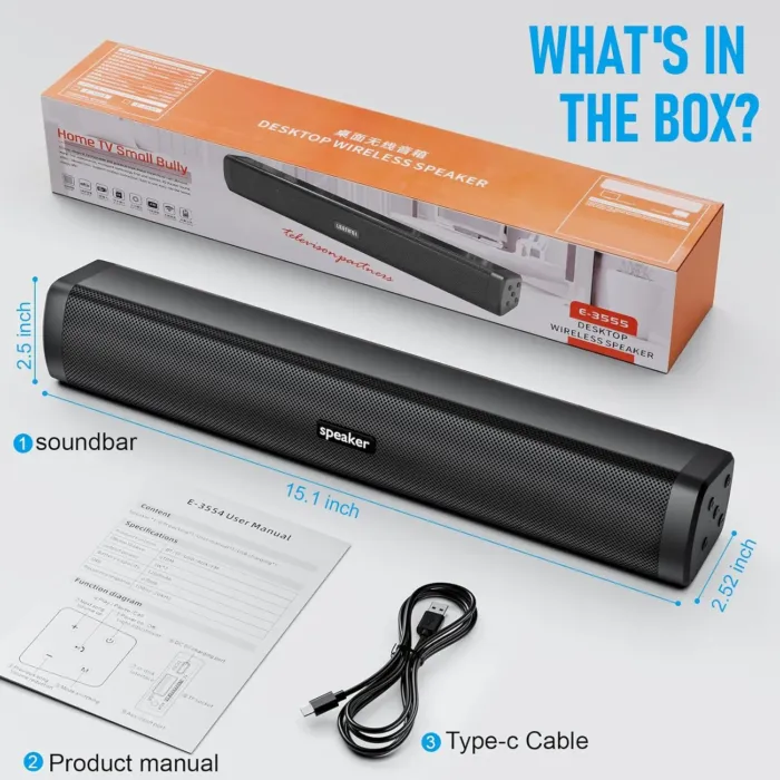 Portable Bluetooth Speaker, Home Portable Wireless Sound Bar with Bluetooth, Home Theater TV Sound Bar System Compatible for Smartphones, PC, Laptop, Suitable for Home, Party, Outdoor, Beach, Travel - Image 8