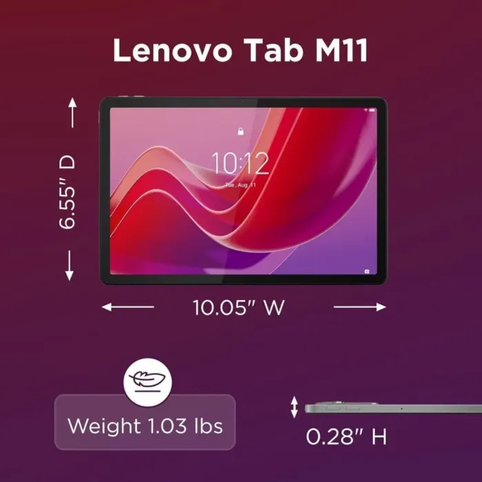 Lenovo Tab M11, 11” Display, MediaTek Helio G88 Octa-Core, 4GB RAM, 64GB SSD, 1920x1200 px, Ambient Light-Sensor, 10 Hour Battery, Comes w/Pen, Luna Grey - Image 6