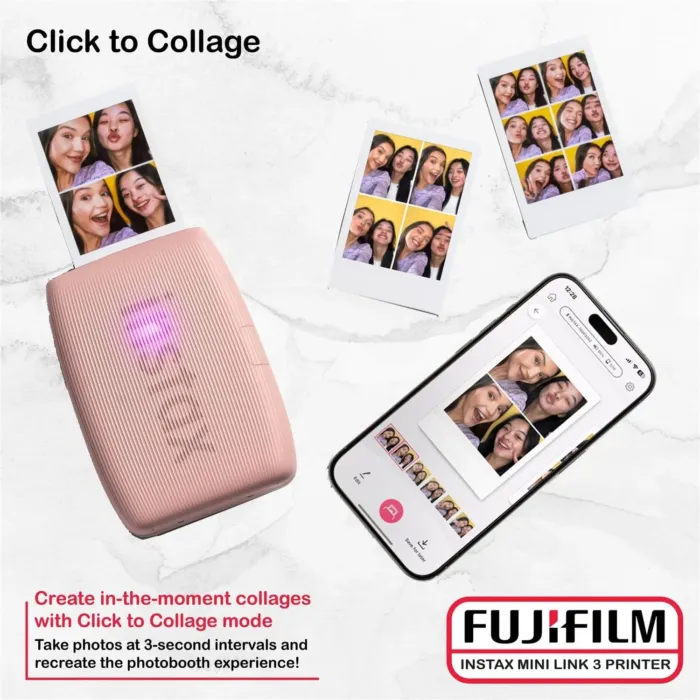 Fujifilm Instax Mini Link 3 Printer Bundle Instax Mini Film (40 Sheets), Instax Mini Link 3 Protective Case (Rose Pink) - Image 7