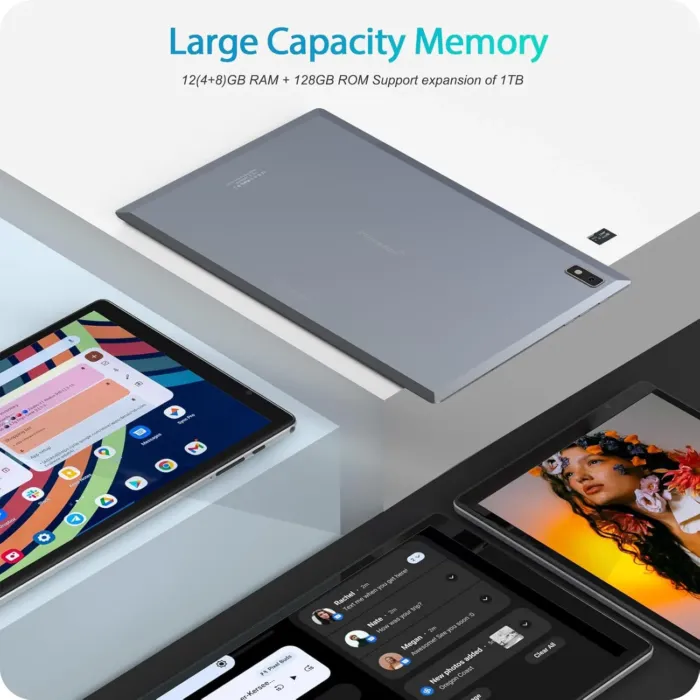 Android Tablet, 10.1" Android 14 Tablets 12GB(4+8)+128GB, 1280x800 HD Touchscreen, 8-Core, 7000mAh Large Battery, 13MP+5MP Camera, Widevine L1, Bluetooth Wi-Fi 6 Android Tablet Gaming, Kids Space - Image 5