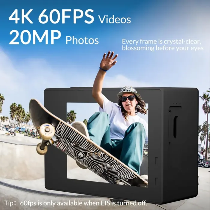 icefox Action Camera 4K 60FPS 20MP, Underwater with EIS,5XZoom,App Support Video&Photo Editing,Waterproof Camera WiFi Remote Control for Cycling, Swimming, and Diving - Image 3