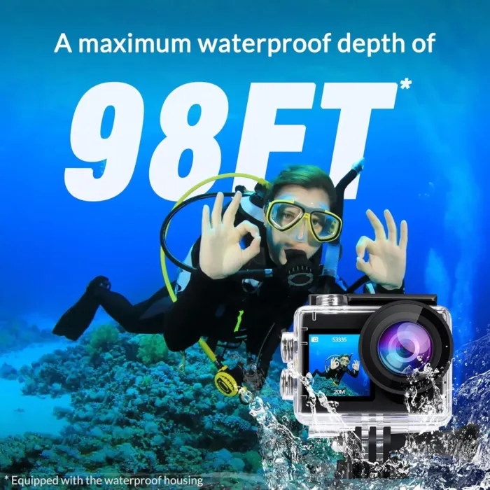 icefox Action Camera 4K 60FPS 20MP, Underwater with EIS,5XZoom,App Support Video&Photo Editing,Waterproof Camera WiFi Remote Control for Cycling, Swimming, and Diving - Image 4