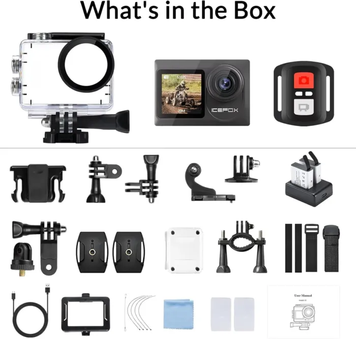 icefox Action Camera 4K 60FPS 20MP, Underwater with EIS,5XZoom,App Support Video&Photo Editing,Waterproof Camera WiFi Remote Control for Cycling, Swimming, and Diving - Image 7