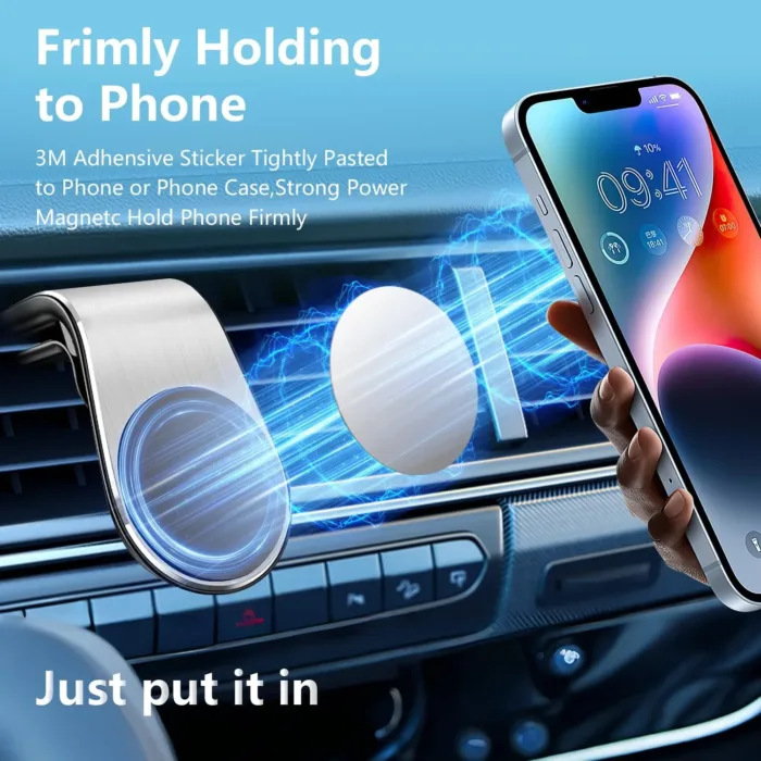 2PCS Mobile Phone Navigation Magnetic Bracket, L Type 360° Rotatable Car Phone Mount, Magnetic Navigation Bracket for Any Smartphone (Black)