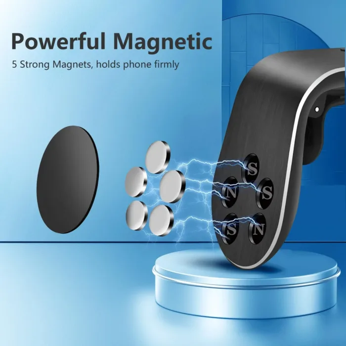 2PCS Mobile Phone Navigation Magnetic Bracket, L Type 360° Rotatable Car Phone Mount, Magnetic Navigation Bracket for Any Smartphone (Black)