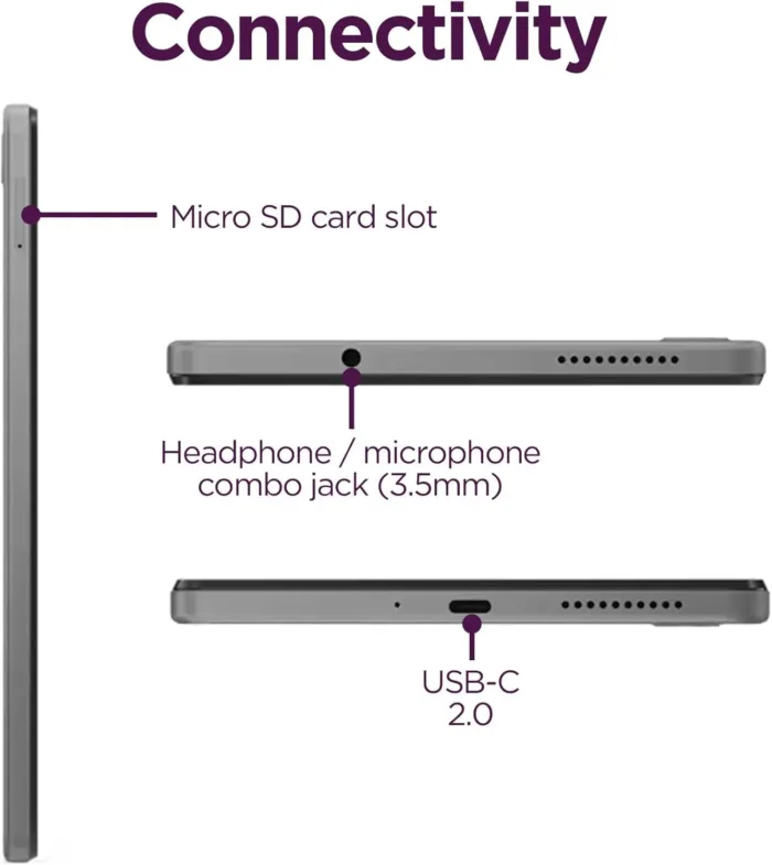 Lenovo Tab M8 Gen 4-2024 - Family Tablet - Google Kids Space - 8" HD Touch Display - 2 GB Memory - 32 GB Storage - MediaTek Helio A22 - Arctic Grey - Folio with Stand - Image 7