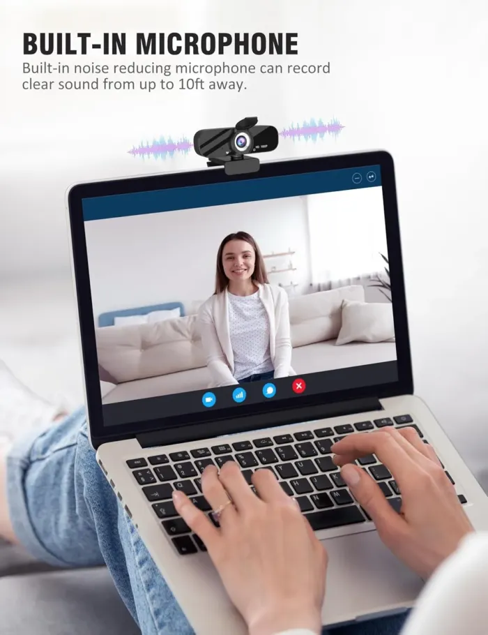Full HD 1080P Video Webcam and Wide Angle Camera with Built-in Microphone and Rotatable Tripod,for Laptop Computer or Desktop PC,Great for Live Streaming.Calls.Video Conferencing(Black)-2 - Image 6