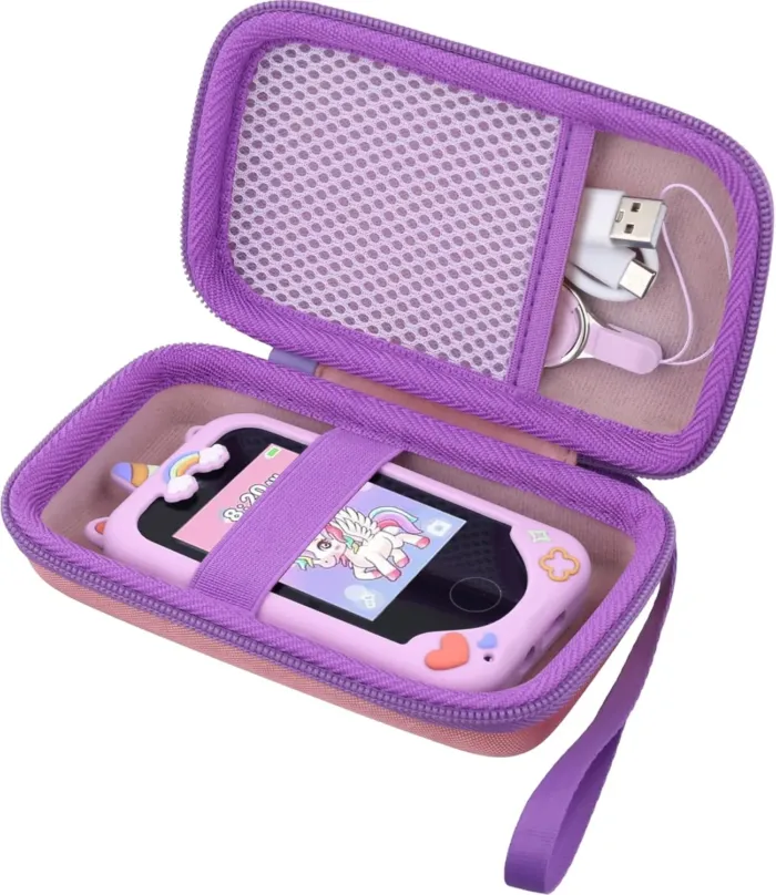 Kids Smart Phone Case Compatible with Luoba/Luyiilo/KOKODI/WEOLULI/DIGIGOOD/Joozfee/Luyiilo Kids Smart Phone Toys,Case for Mini Smart Phone Toys with 2.8" Touchscreen (Pink Case,Purple Zipper) - Image 3