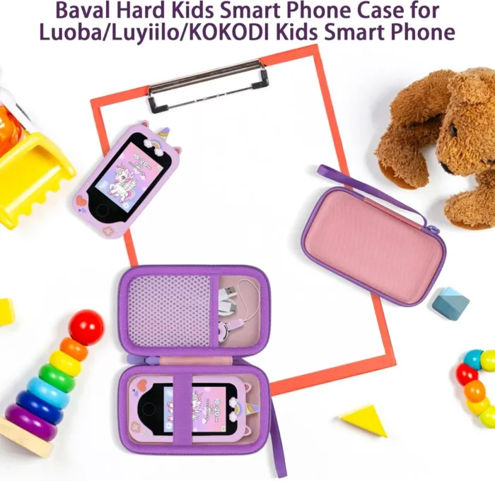 Kids Smart Phone Case Compatible with Luoba/Luyiilo/KOKODI/WEOLULI/DIGIGOOD/Joozfee/Luyiilo Kids Smart Phone Toys,Case for Mini Smart Phone Toys with 2.8" Touchscreen (Pink Case,Purple Zipper) - Image 10