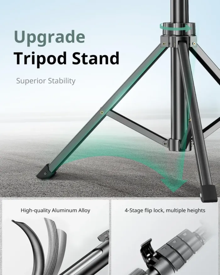 SENSYNE 62" Phone Tripod & Selfie Stick, Extendable Cell Phone Tripod Stand with Wireless Remote and Phone Holder, Compatible with iPhone Android Phone, Camera - Image 4