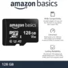 Amazon Basics Micro SDXC Memory Card with Full Size Adapter, A2, U3, Read Speed up to 100 MB/s, 128 GB, Black