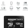 Amazon Basics Micro SDXC Memory Card with Full Size Adapter, A2, U3, Read Speed up to 100 MB/s, 128 GB, Black