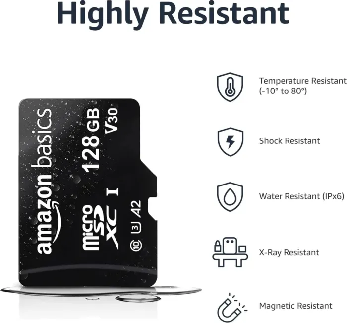 Amazon Basics Micro SDXC Memory Card with Full Size Adapter, A2, U3, Read Speed up to 100 MB/s, 128 GB, Black - Image 5